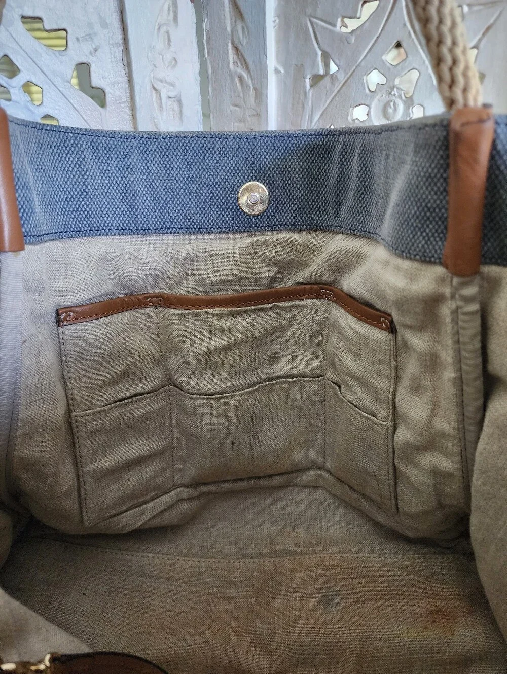 Michael Kors Isla Large Grab Bag- Blue Denim Canvas - Picture 11 of 11